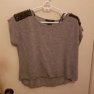 Spiked Shoulder Crop Top